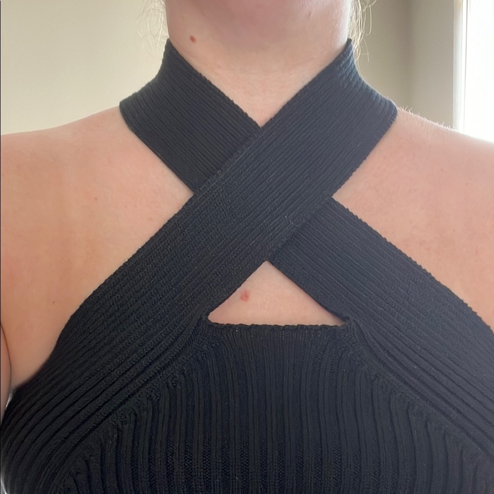 Black Ribbed Halter Top, Medium